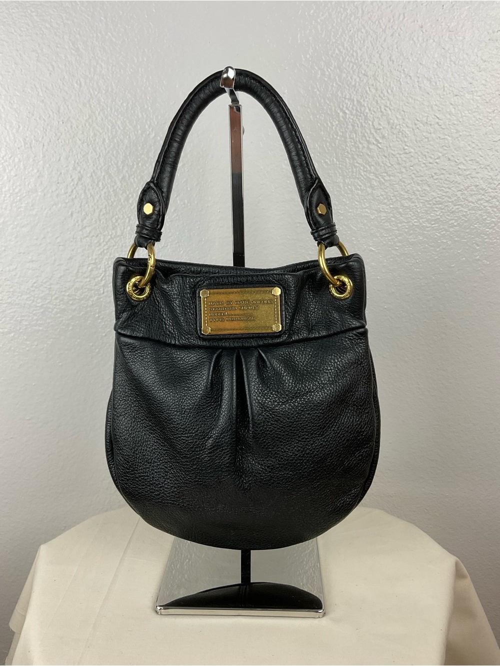 Marc by Marc Jacobs‎ Mini Black Pebbled Leather Hobo with Gold Hardware